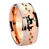 8mm Deer Hunting Dome Rose Gold Tungsten Carbide Custom Mens Ring