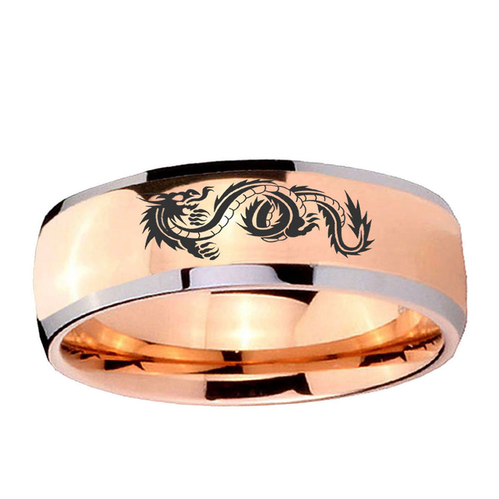 5mm Dragon Dome Rose Gold Tungsten Wedding Engraving Ring
