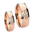 Infinity Love Dome Rose Gold Tungsten His Hers Set Rings