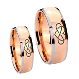 Bride and Groom Infinity Love Dome Rose Gold Tungsten Mens Promise Ring Set