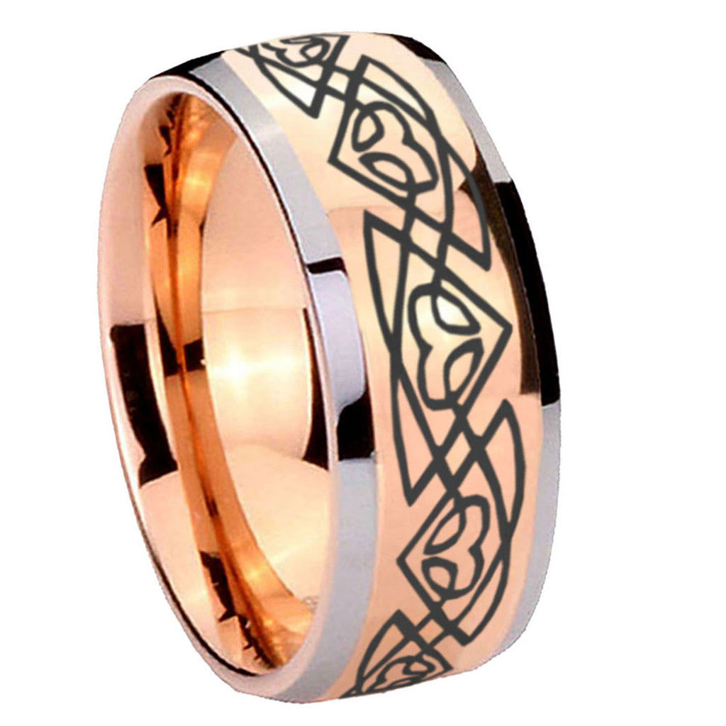 8mm Celtic Braided Dome Rose Gold Tungsten Custom Mens Ring