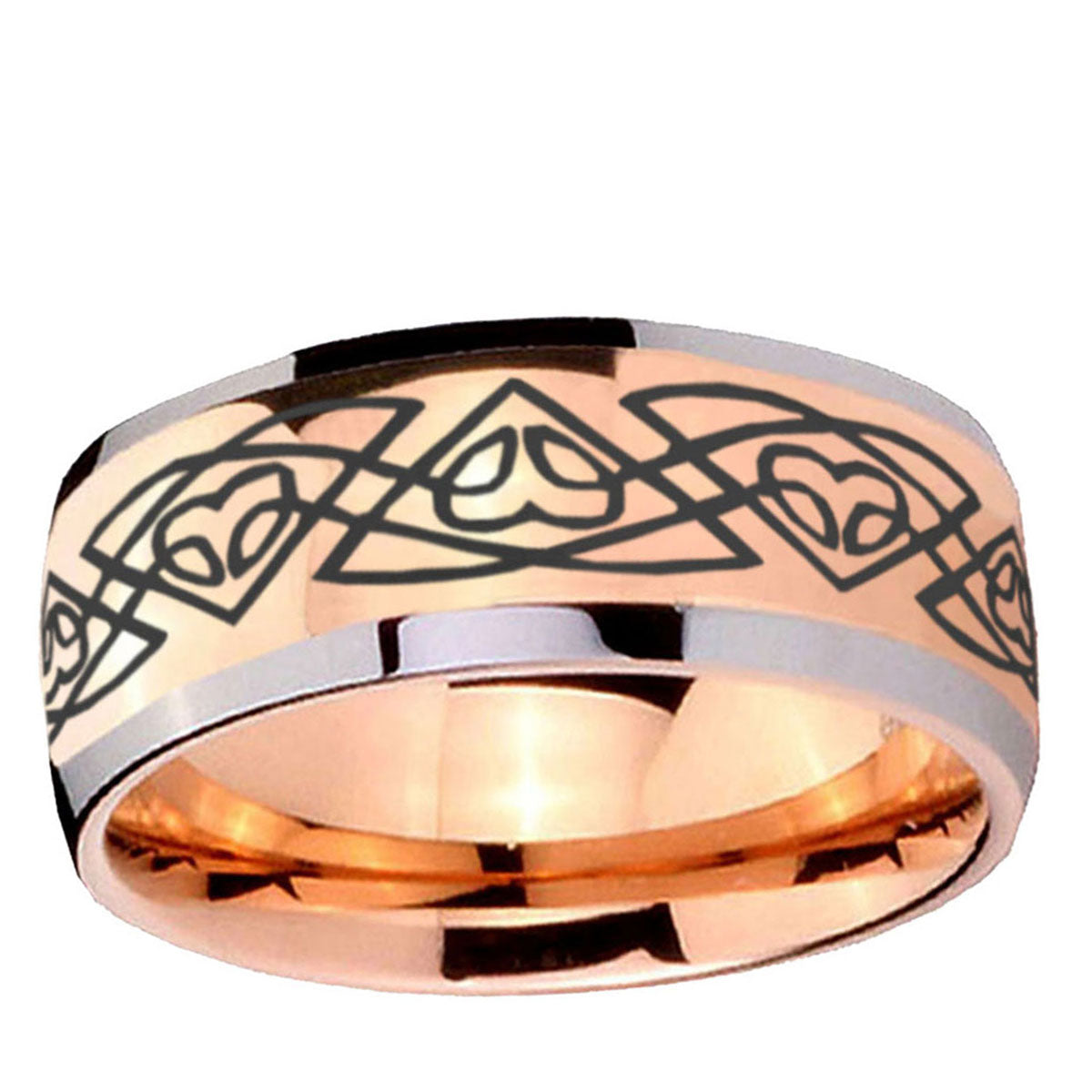 5mm Celtic Braided Dome Rose Gold Tungsten Custom Mens Ring