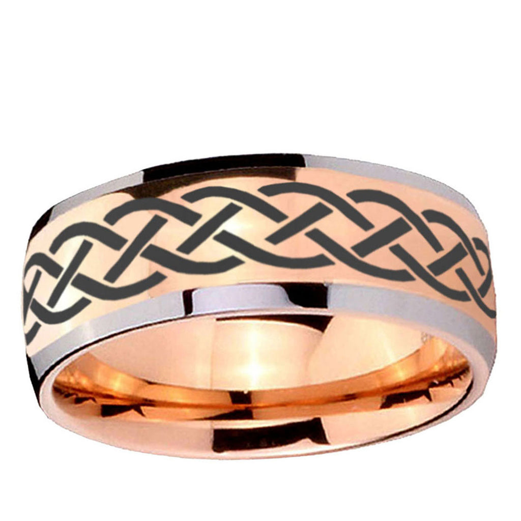 5mm Celtic Knot Dome Rose Gold Tungsten Custom Mens Ring