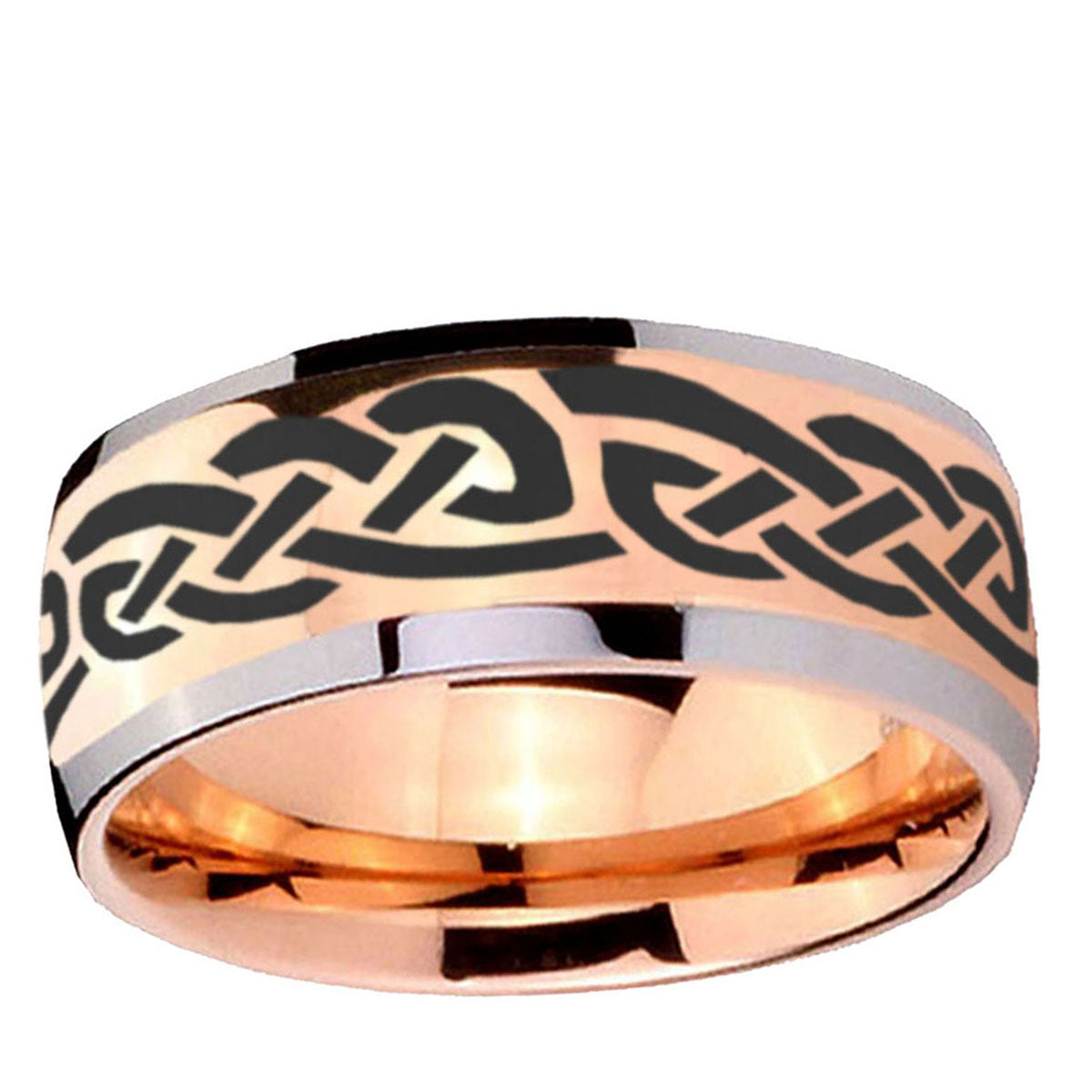 5mm Celtic Knot Infinity Love Dome Rose Gold Tungsten Ring
