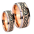 Celtic Knot Infinity Love Dome Rose Gold Tungsten His Hers Set Rings