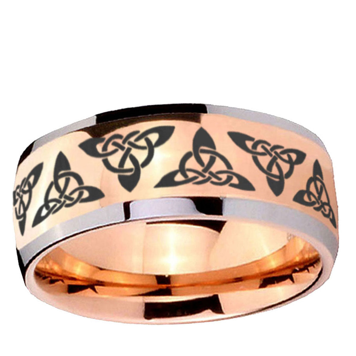 5mm Celtic Knot Dome Rose Gold Tungsten Custom Mens Ring