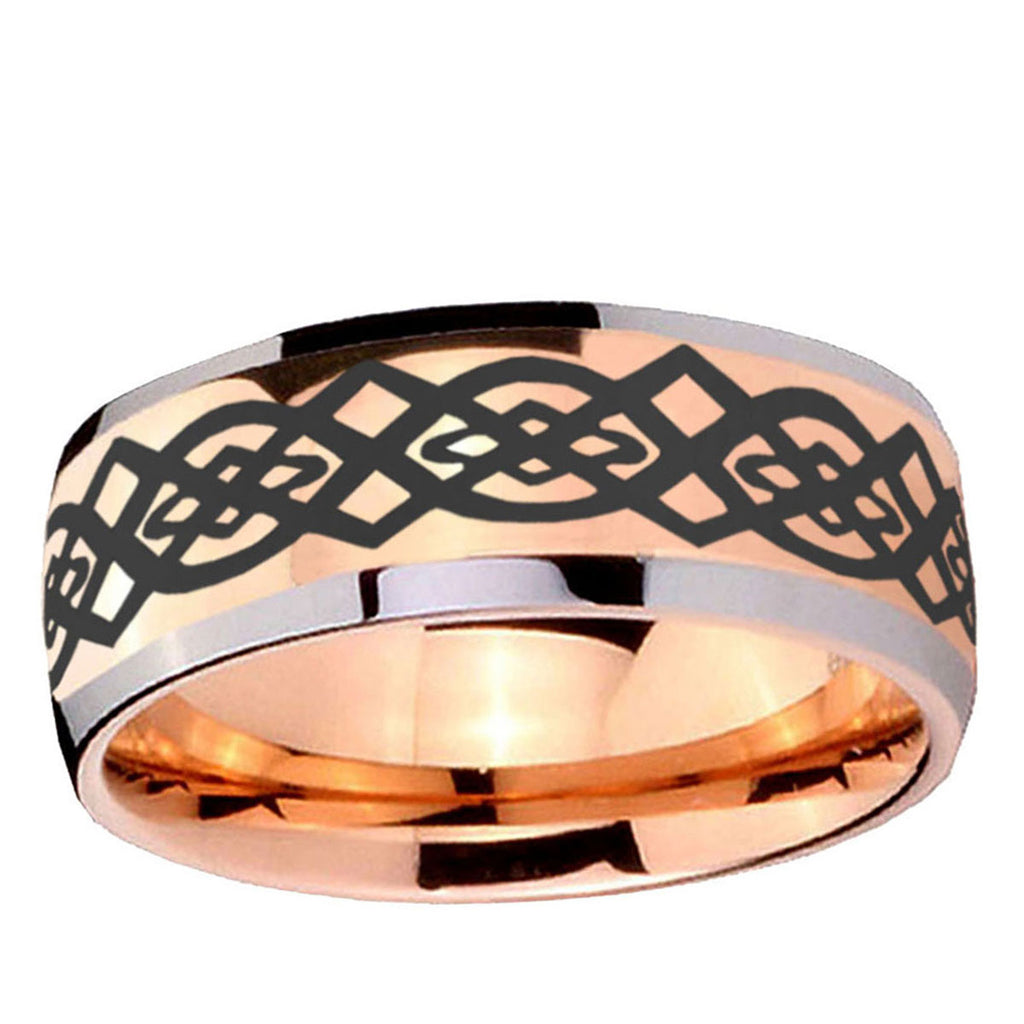 5mm Celtic Knot Dome Rose Gold Tungsten Wedding Band Mens