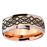 5, 8mm Celtic Knot Dome Rose Gold Tungsten Ring