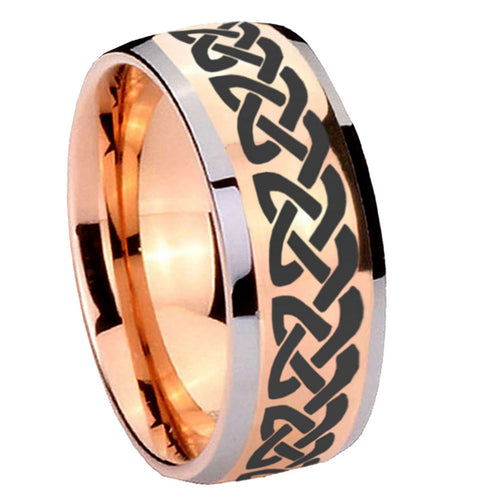 8mm Celtic Knot Love Dome Rose Gold Tungsten Custom Ring