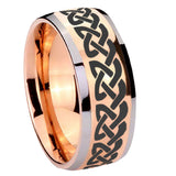 8mm Celtic Knot Love Dome Rose Gold Tungsten Carbide Custom Mens Ring