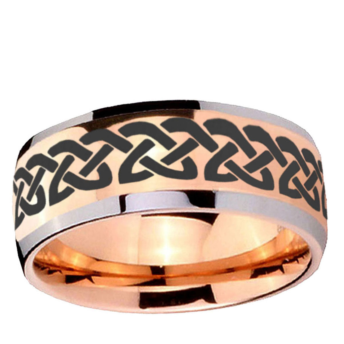 5mm Celtic Knot Love Dome Rose Gold Tungsten Custom Ring