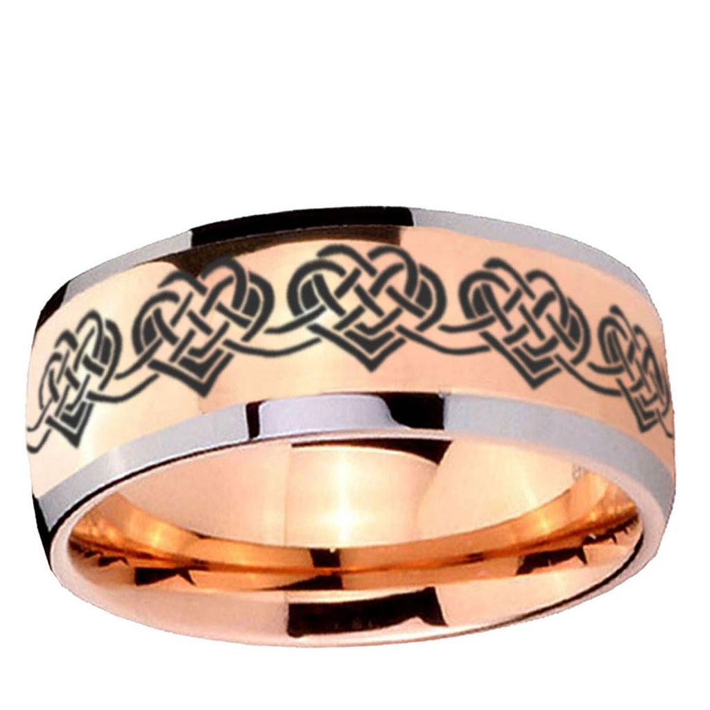 5mm Celtic Knot Heart Dome Rose Gold Tungsten Custom Ring