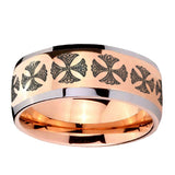 8mm-Medieval-Cross-Dome-Rose-Gold-Tungsten-Carbide-Custom-Mens-Ring