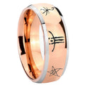 8mm Blackborne Caryll Runes Dome Rose Gold Tungsten Carbide Ring
