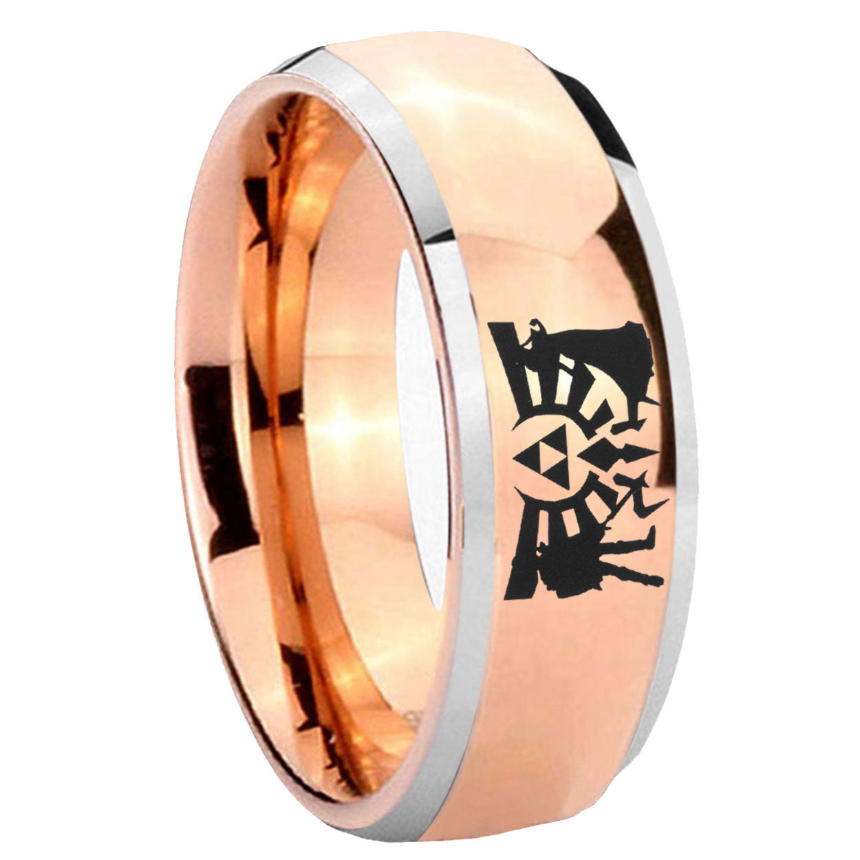 8mm Zelda Link Dome Rose Gold Tungsten Carbide Ring
