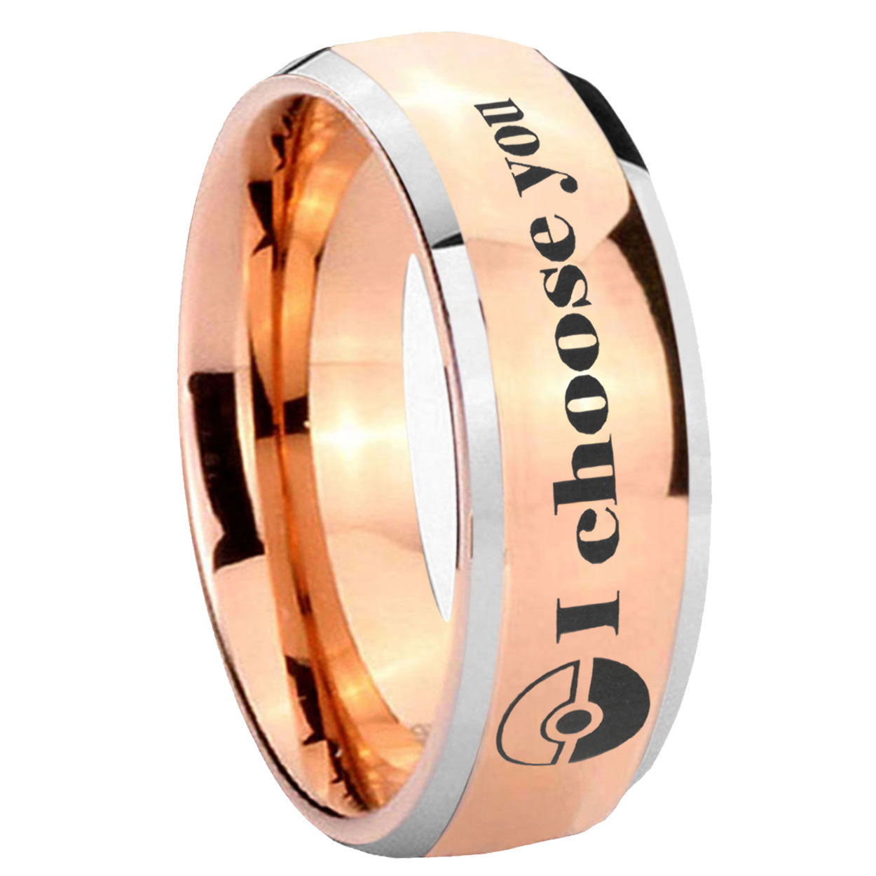 8mm Pokeball Pokemon Dome Rose Gold Tungsten Carbide Ring