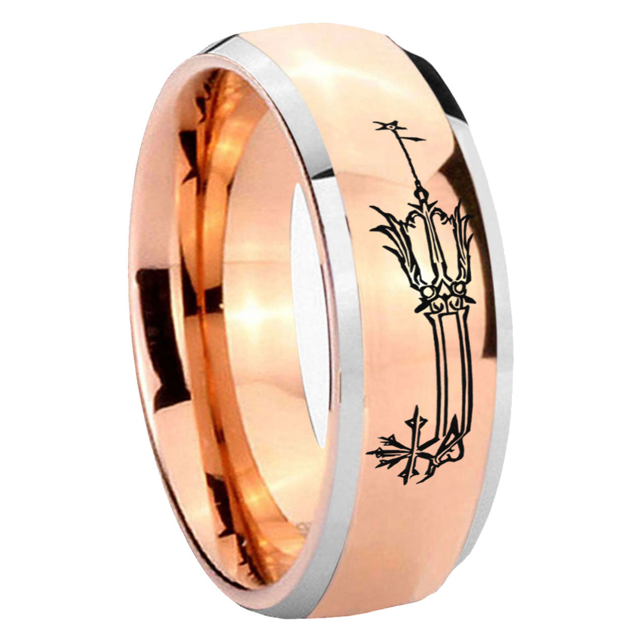 8mm Geekery Oathkeeper Kingdom Hearts Dome Rose Gold Tungsten Carbide Ring