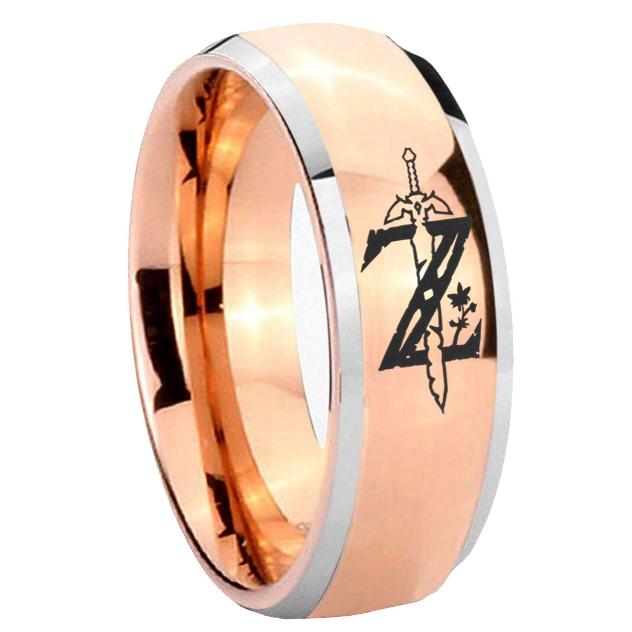 8mm Zelda Breath Of The Wild Dome Rose Gold Tungsten Carbide Ring