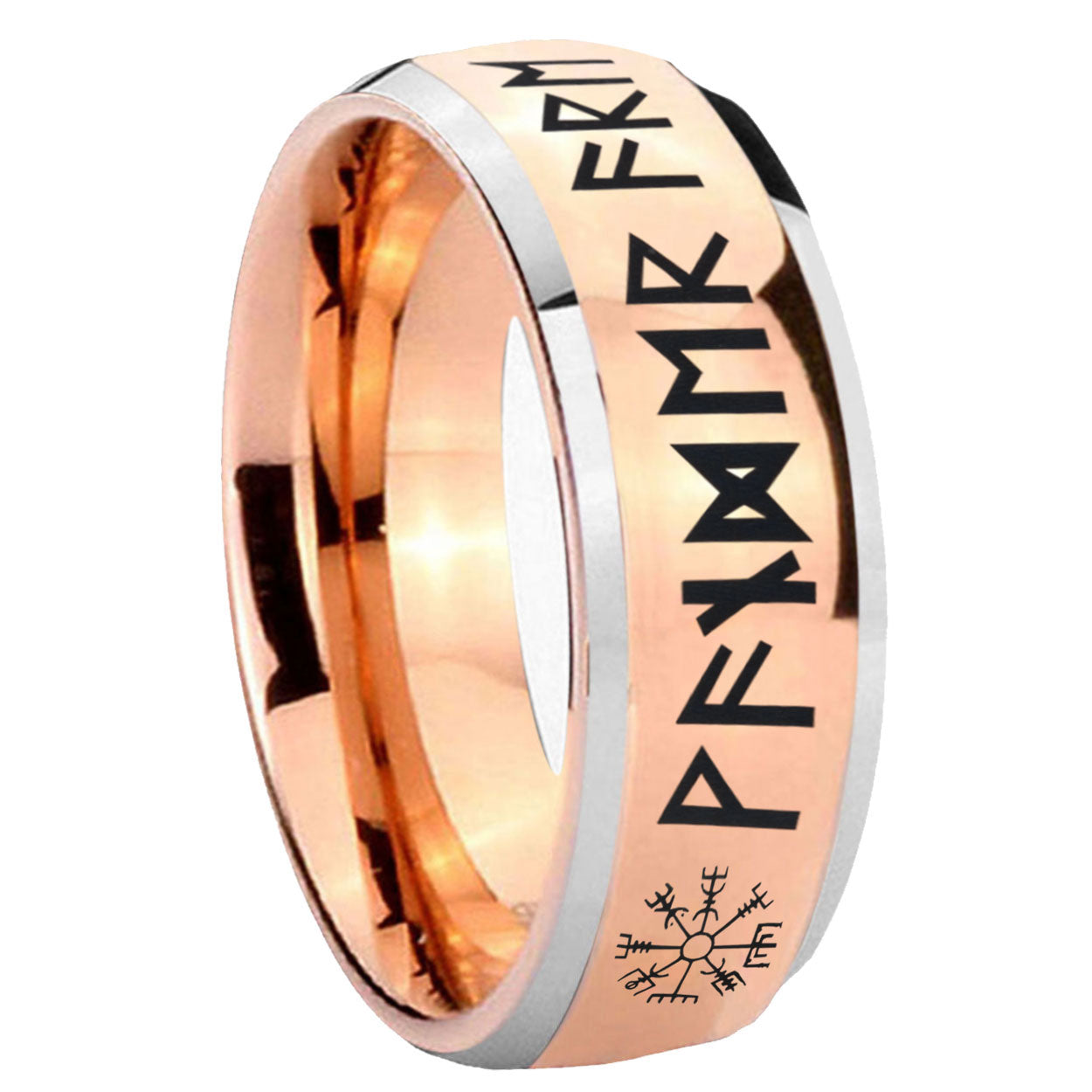 8mm Viking Dome Rose Gold Tungsten Carbide Ring