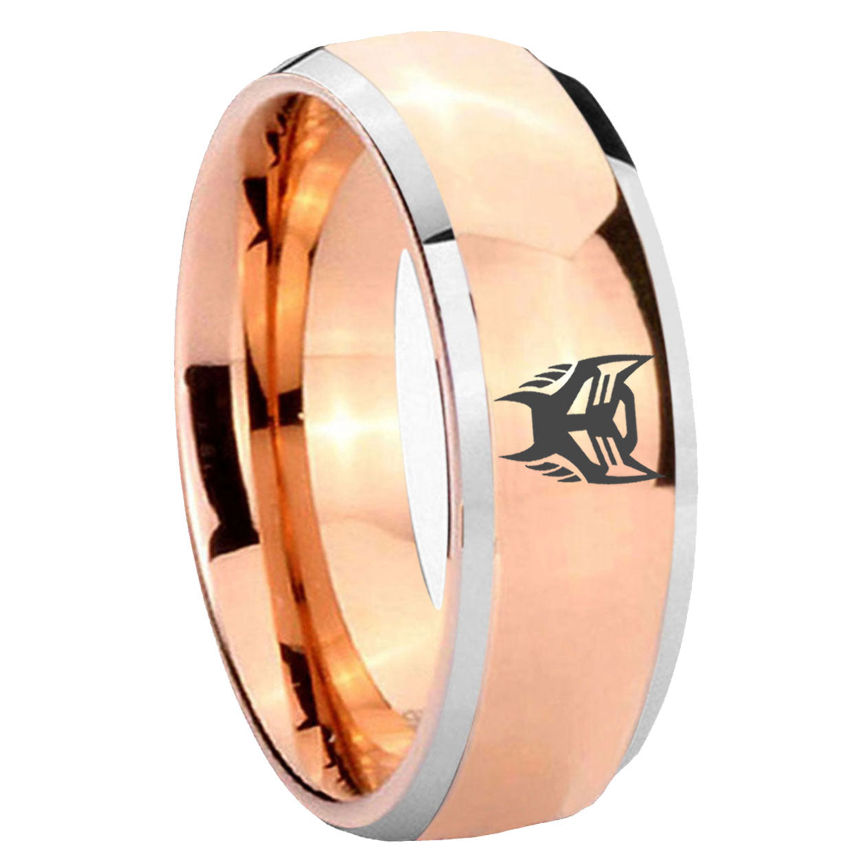 8mm Transformers Insignias Dome Rose Gold Tungsten Carbide Ring