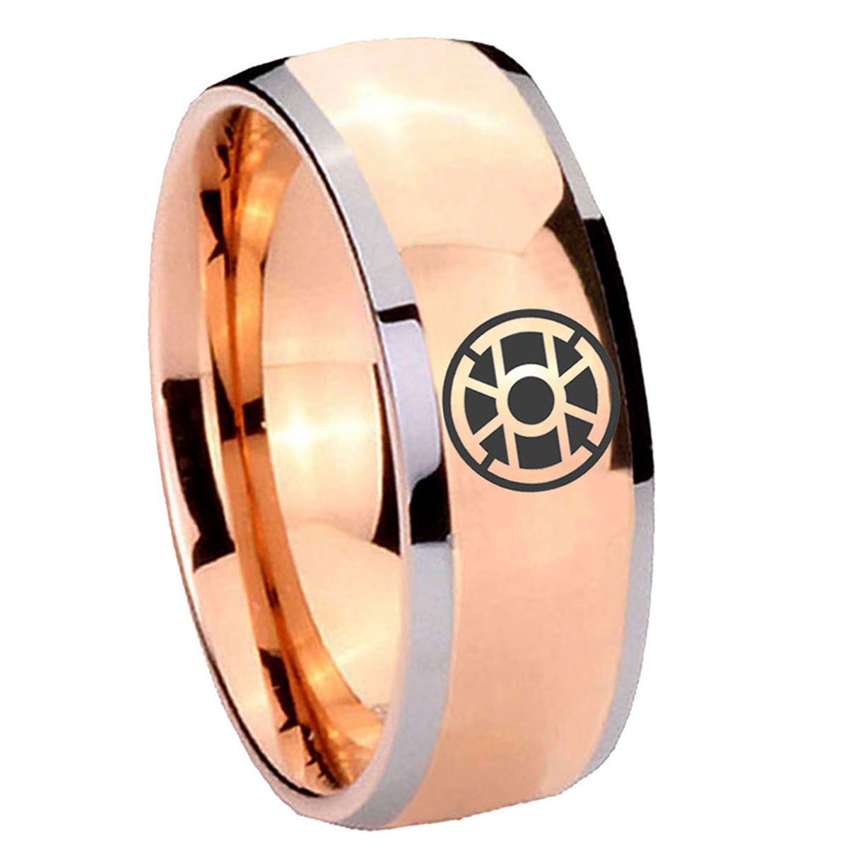 8mm Gold Lantern Dome Rose Gold Tungsten Carbide Ring