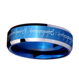 5, 8mm Lord Of The Rings Beveled Edge Blue Casual Rings For Men