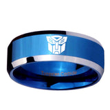 8mm-Transformers-Autobot-Beveled-Edges-Blue-2-Tone-Tungsten-Engraved-Ring