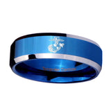 10mm-Marine-Beveled-Edges-Blue-2-Tone-Tungsten-Carbide-Mens-Engagement-Band
