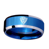 10mm-CTR-Beveled-Edges-Blue-2-Tone-Tungsten-Carbide-Mens-Bands-Ring
