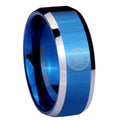 8MM Seal of Seven Beveled Blue Tungsten Mens Casual Ring