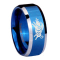 10mm Wild Boar Beveled Edges Blue 2 Tone Tungsten Men's Engagement Ring