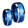 Wild Boar Beveled Blue 2 Tone Tungsten Bridal Band Set