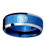 10mm-Masonic-32-Degree-Freemason-Beveled-Edges-Blue-2-Tone-Tungsten-Carbide-Men's-Band-Ring