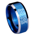 10mm Celtic Dog Beveled Edges Blue 2 Tone Tungsten Men's Engagement Ring