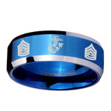 8mm-Marine-Army-Sergeant-Beveled-Edges-Blue-2-Tone-Tungsten-Mens-Ring-Personalized