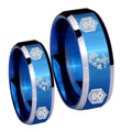 Marine Chief Master Sergeant Beveled Blue 2 Tone Tungsten Mens Set Ring