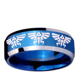 5, 8mm Multiple Zelda Skyward Sword Beveled Blue 2 Tone Tungsten Ring
