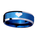 8mm-Heart-Beveled-Edges-Blue-2-Tone-Tungsten-Carbide-Men's-Wedding-Ring