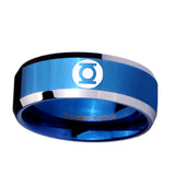 5, 8mm Green Lantern Beveled Edge Blue Mens Comfort Fit Wedding Band