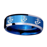 8mm-Multiple-Marine-Beveled-Edges-Blue-2-Tone-Tungsten-Carbide-Mens-Ring