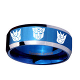10mm-Transformers-Autobot-Decepticon-Beveled-Blue-2-Tone-Tungsten-Mens-Anniversary-Ring