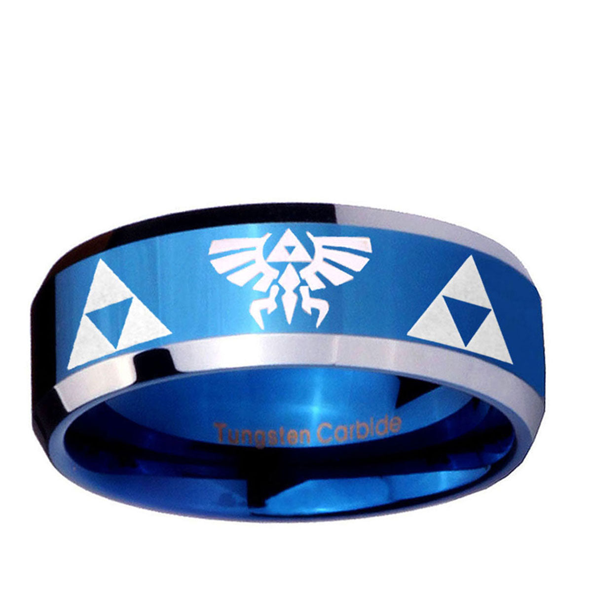 5MM Legend of Zelda Beveled Blue Tungsten Man Wedding Band