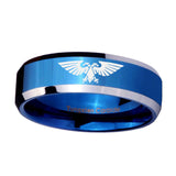 10mm-Aquila-Beveled-Edges-Blue-2-Tone-Tungsten-Carbide-Men's-Bands-Ring