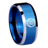 10mm U.S. Army Beveled Edges Blue 2 Tone Tungsten Men's Engagement Ring