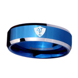 10mm-Greek-CTR-Beveled-Edges-Blue-2-Tone-Tungsten-Carbide-Men's-Wedding-Band