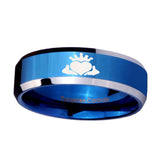 8mm-Claddagh-Design-Beveled-Edges-Blue-2-Tone-Tungsten-Mens-Ring-Engraved