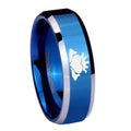 8MM Claddagh Design Beveled Blue Tungsten Men's Wedding Band