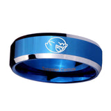 10mm-Mario-Boo-Ghost-Beveled-Edges-Blue-2-Tone-Tungsten-Custom-Mens-Ring