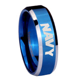10mm-Navy-Beveled-Edges-Blue-2-Tone-Tungsten-Carbide-Mens-Engagement-Band