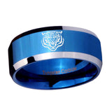 10mm-Lion-Beveled-Edges-Blue-2-Tone-Tungsten-Men's-Engagement-Ring